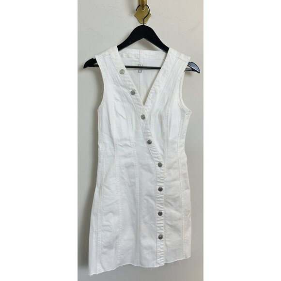 RAILS Rails Strand Asymmetric Denim Button-Up Dress in Salt White Size Small - Picture 3 of 10